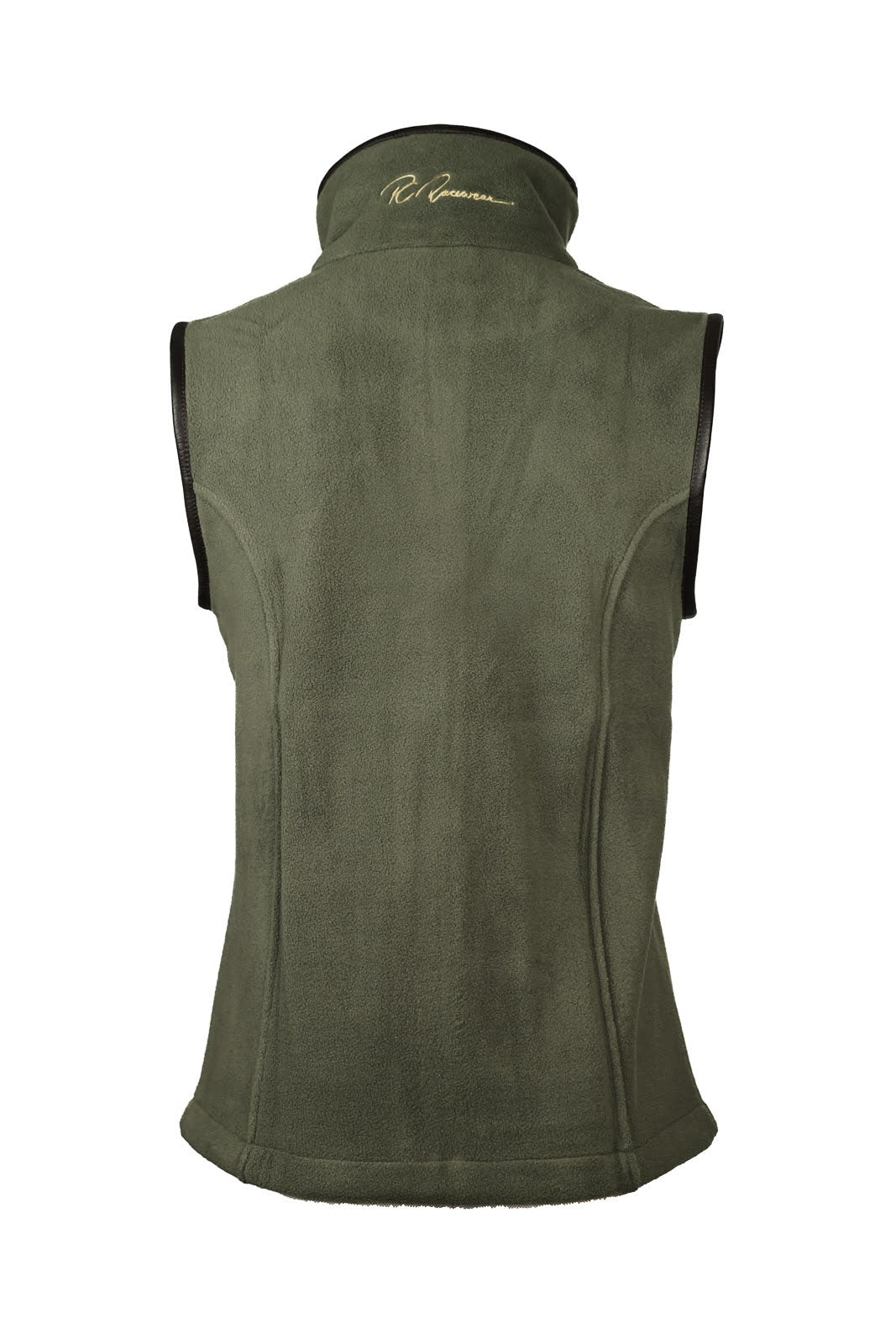 Paddock Fleece Waistcoat Green/ Faux Leather Trim By Pc Racewear