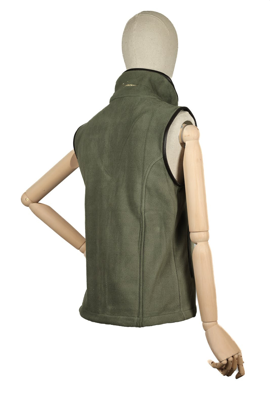 Paddock Fleece Waistcoat Green/ Faux Leather Trim By Pc Racewear