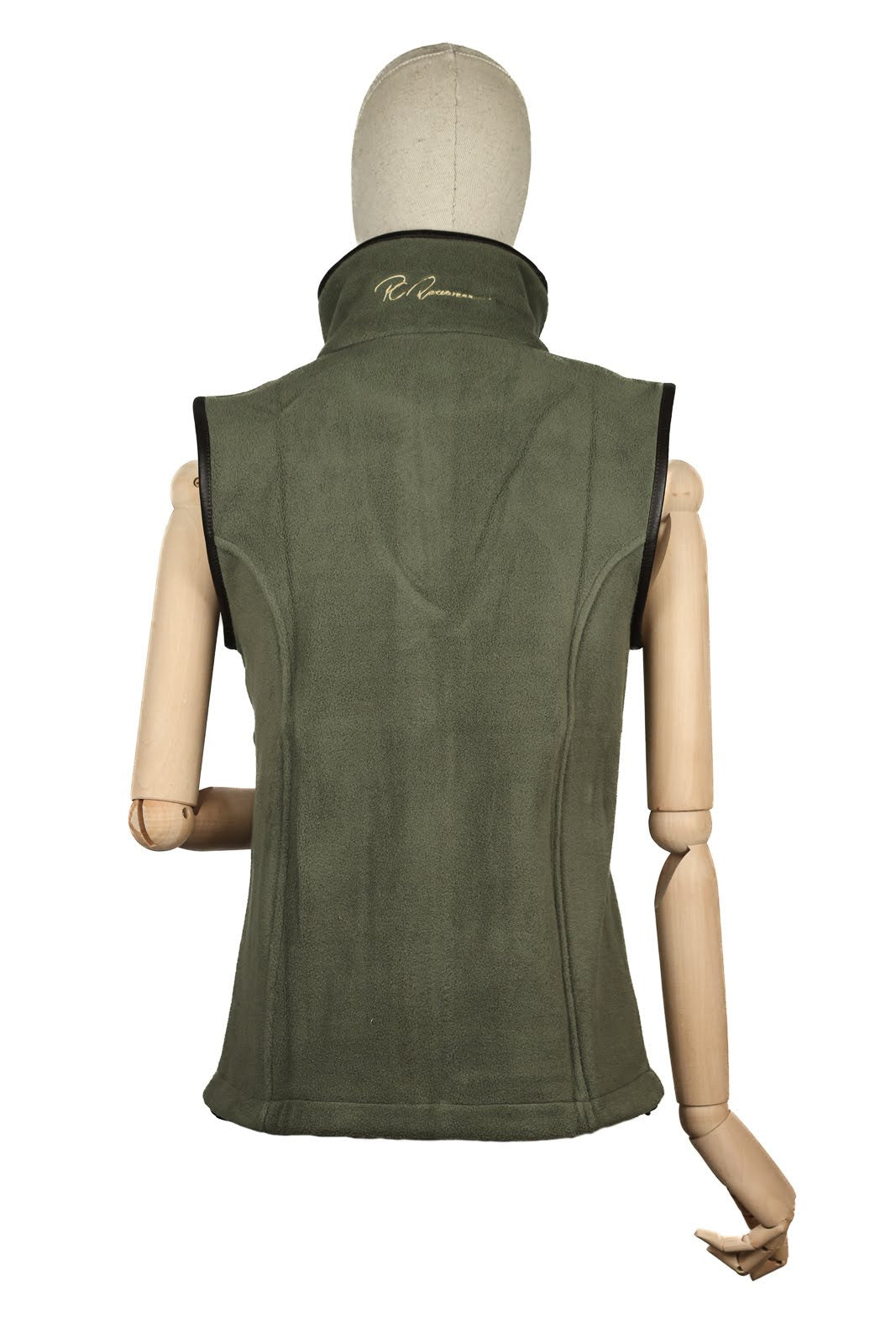 Paddock Fleece Waistcoat Green/ Faux Leather Trim By Pc Racewear