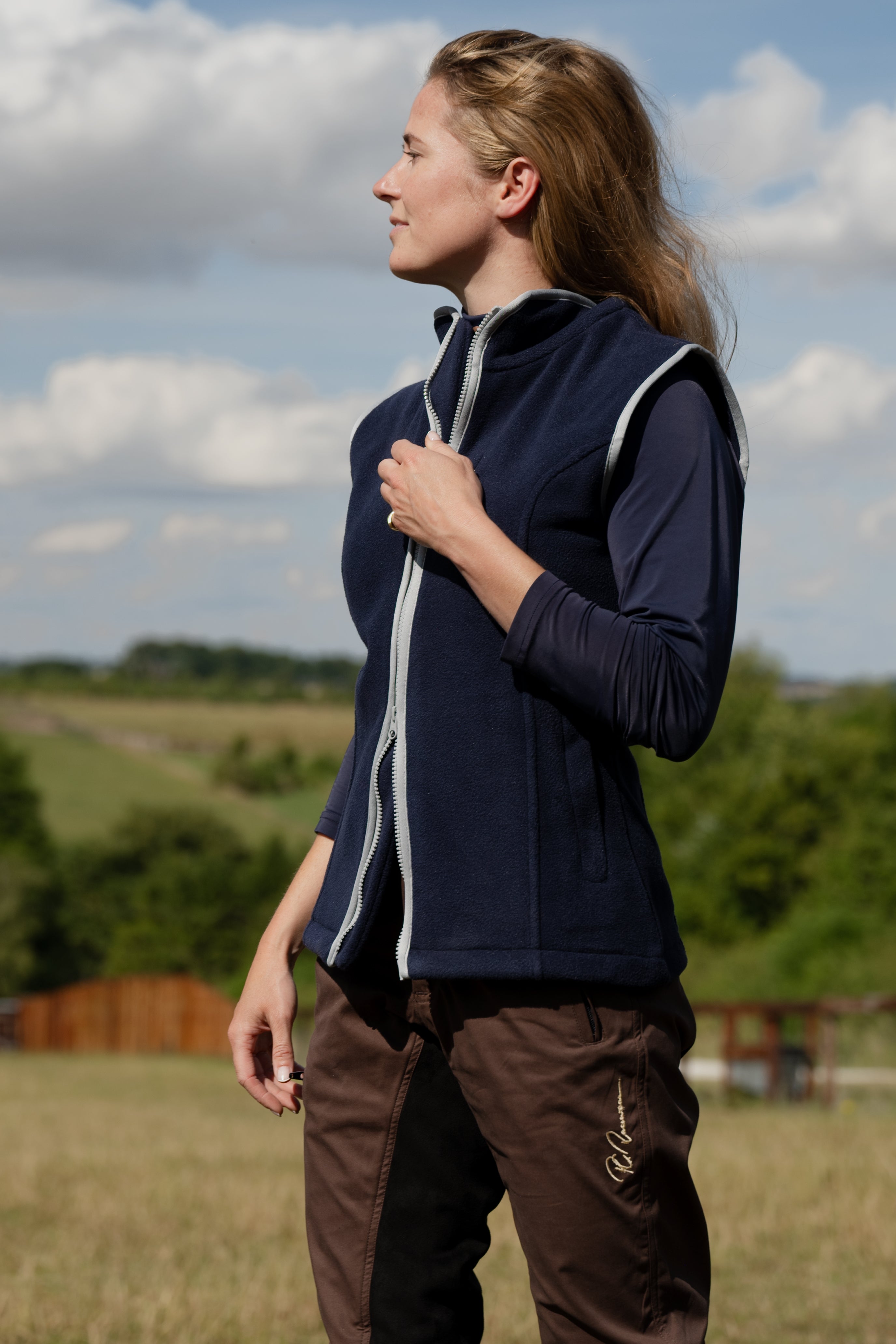 Paddock Fleece Waistcoat Navy By Pc Racewear