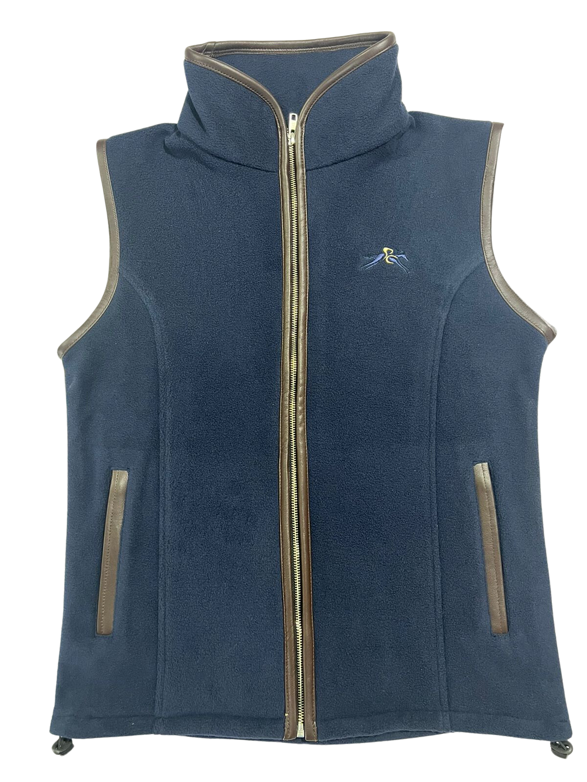 Paddock Fleece Waistcoat Navy/ Faux Leather Trim By Pc Racewear