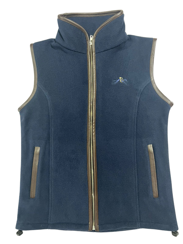 Paddock Fleece Waistcoat Navy/ Faux Leather Trim By Pc Racewear