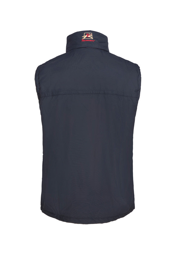 Paul Carberry PC Racewear Warmer - Children's Fleece Sleeveless Horse Riding Gilet With Hood Water Resistant - Navy Back