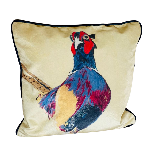 Phil the Pheasant Velvet Cushion Cover
