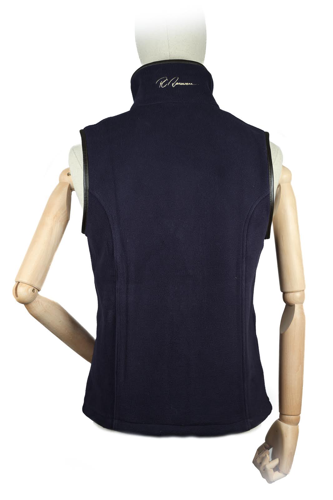 Paddock Fleece Waistcoat Navy/ Faux Leather Trim By Pc Racewear