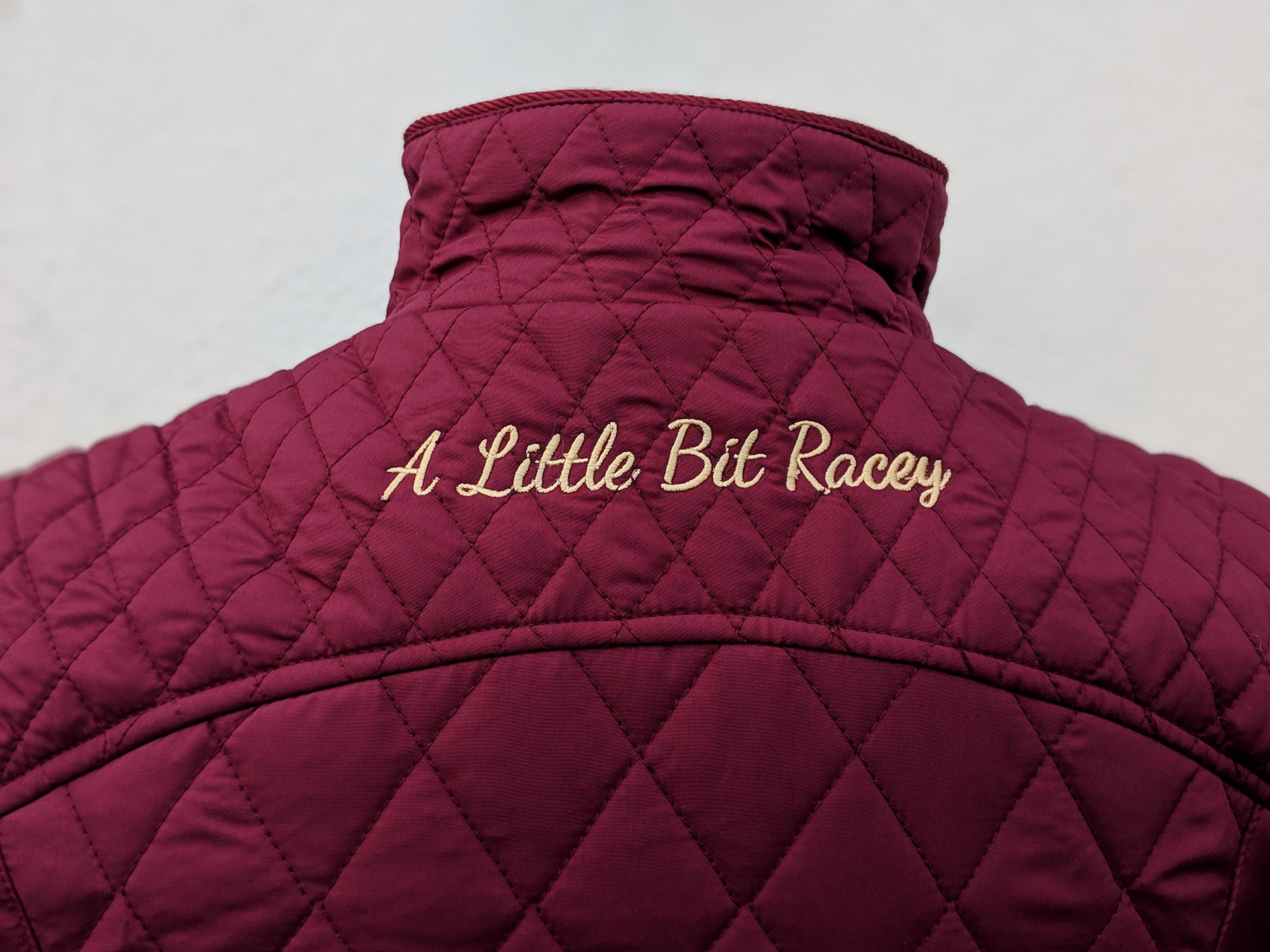 A Little Bit Racey Jacket in Burgundy - Detailing - PC Racewear